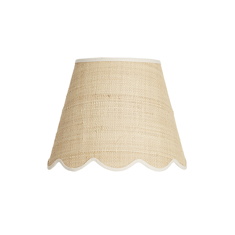 Raffia Scallop Small Lampshade, Cream Trim-1