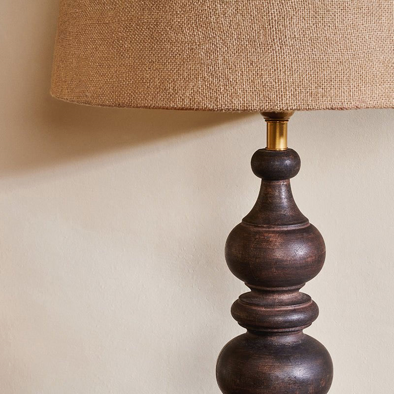 Manua Wood Table Lamp, H50cm, Dark Stain-2