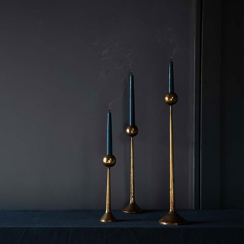 Irrawaddy Candle Stick, H21cm, Brass-2