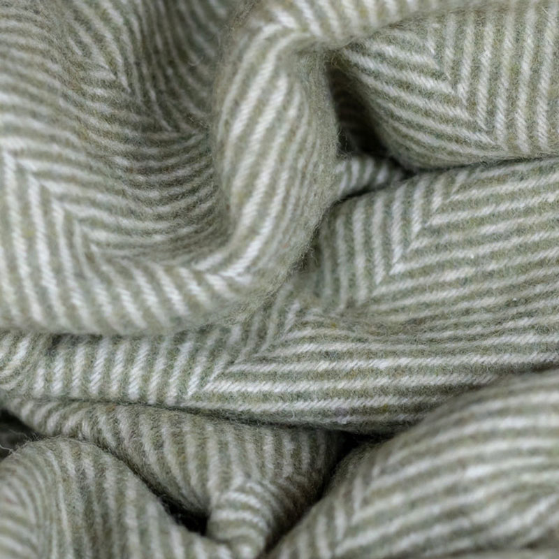 Herringbone Wool Blanket, 145 x 190cm, Olive Herringbone-3