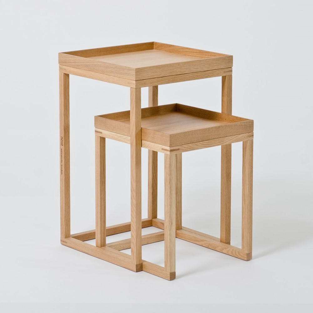 Pair of nest tables, H58.5 x W36 x D36cm, Oak-2