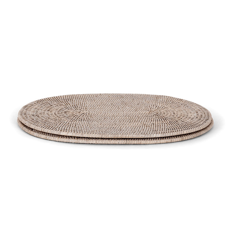 Ashcroft Set of 2 Serving Mats, L45 x W33cm, Rattan-1