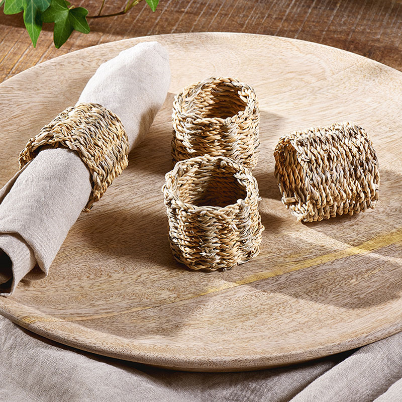 Aarushu Set of 4 Napkin Rings, D5cm, Natural-0