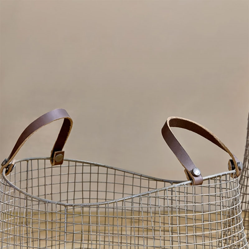 Adah Set of 2 Iron Baskets, Brown-3