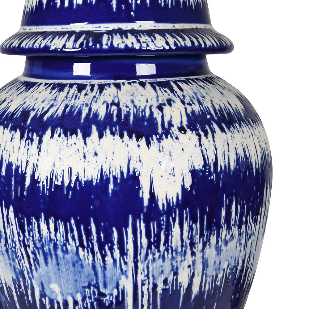 Tie Dye Ginger Jar, H45cm, Blue & White-1