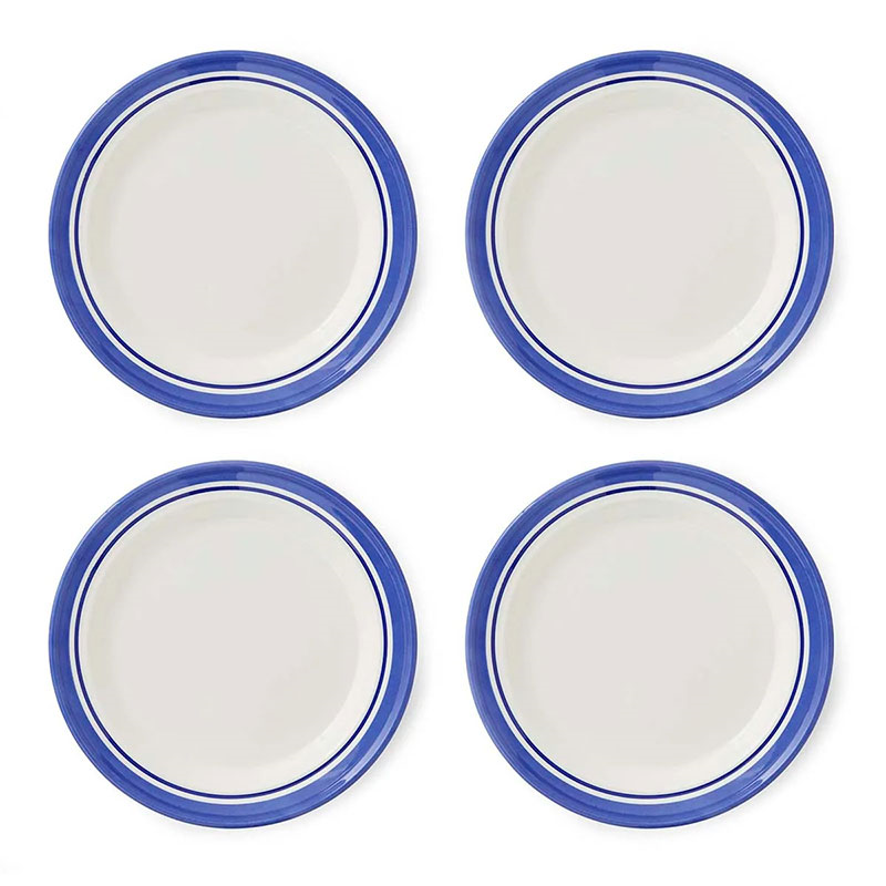 Potter's Stripe Set of 4 Dinner Plates, D26cm, Blue-1