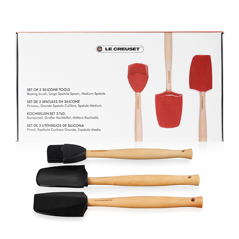 Silicone Utensil Tools, Set of 3, Black-1