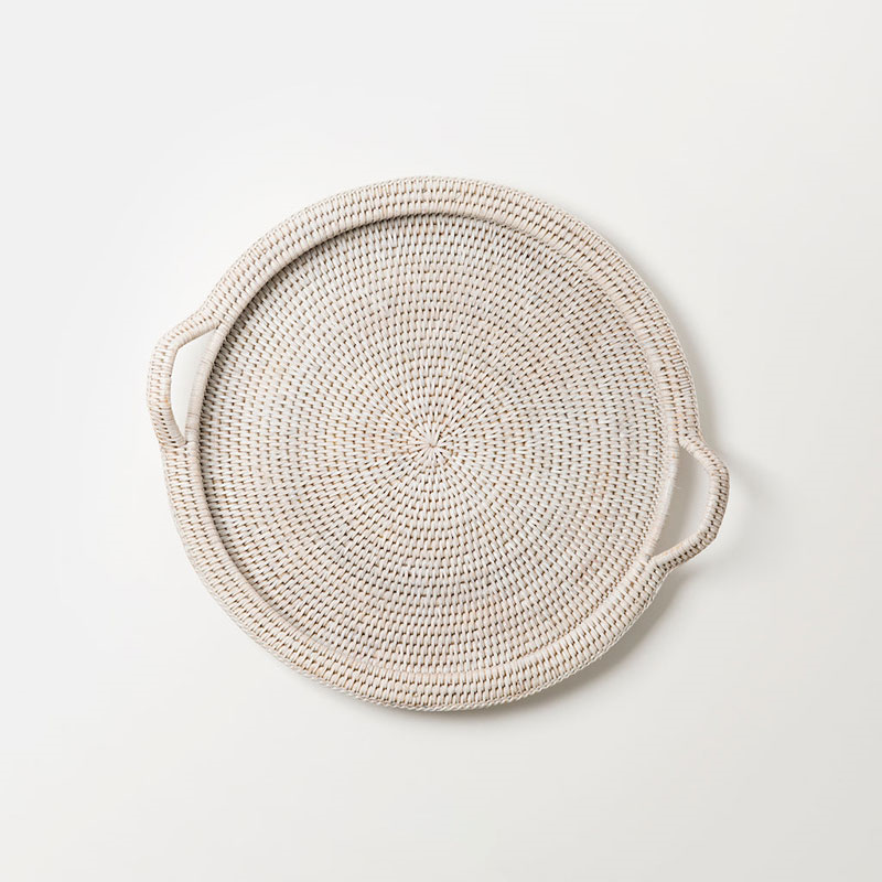 Inle Rattan Tray, D40cm, White-1