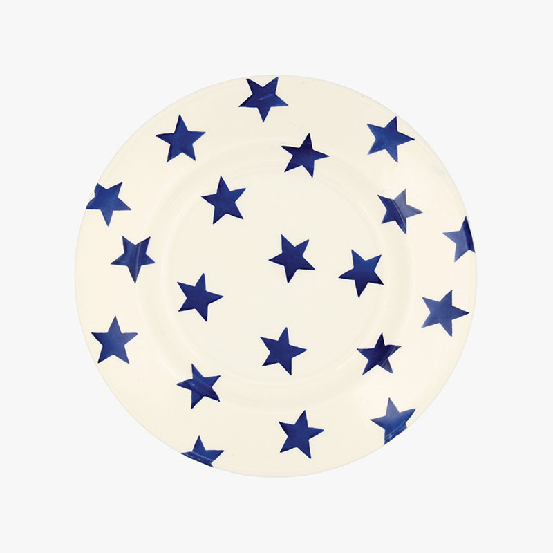 Blue Star Plate, D22cm, Cream-0