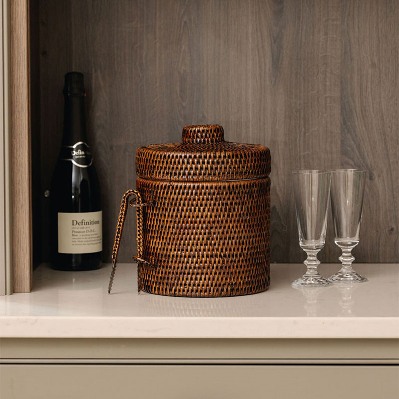 Rattan Ice Bucket, H25cm, Brown-0