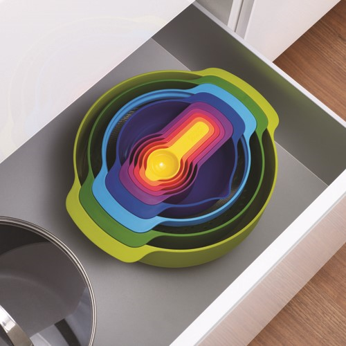 Nest Plus 9 piece stacking bowl and measuring set, Multi-Coloured-3