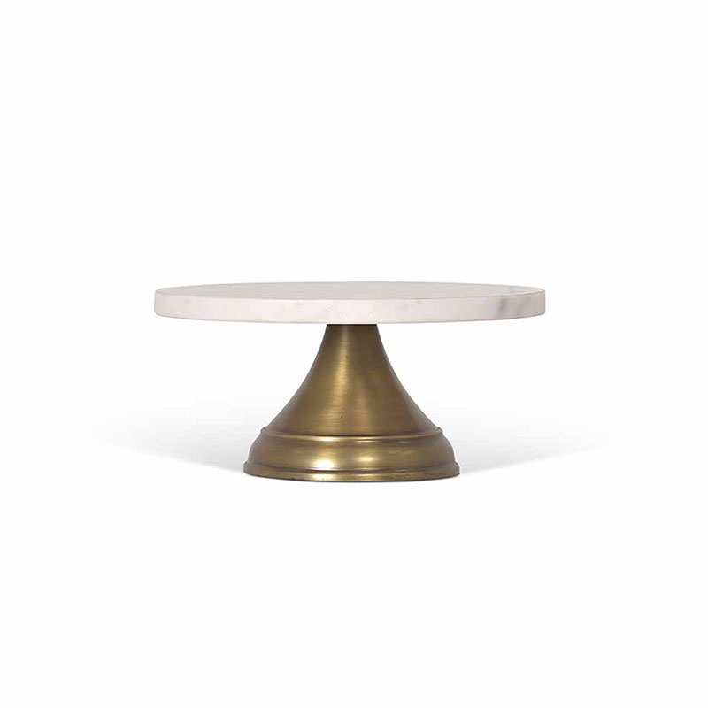 Brompton Marble Cake Stand, D25cm, Antique Brass Finish-1