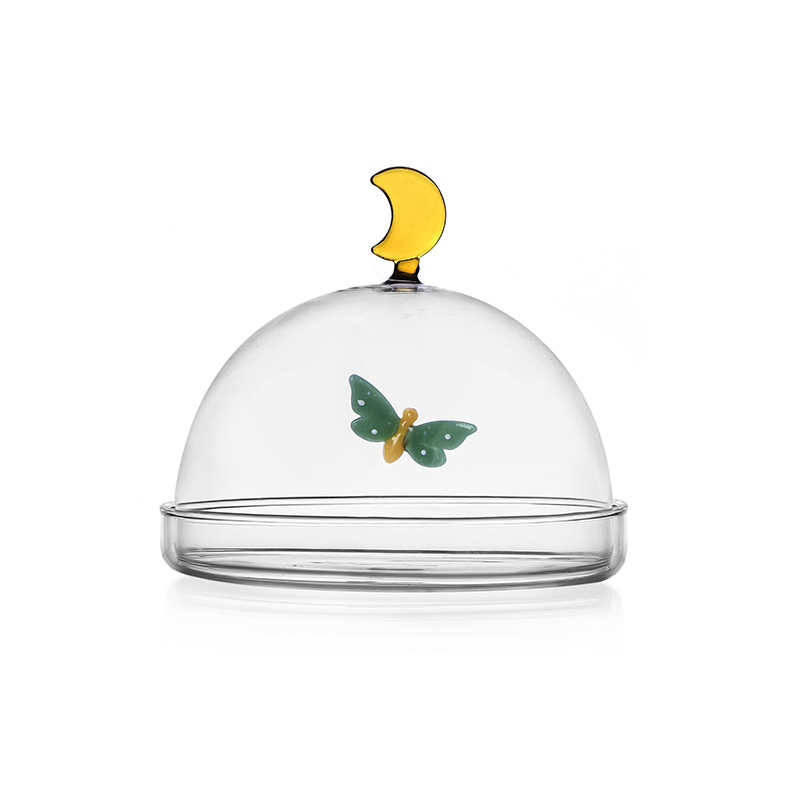 Garden Picnic Butterfly and Moon Dome with Dish, H13 x W15cm-0