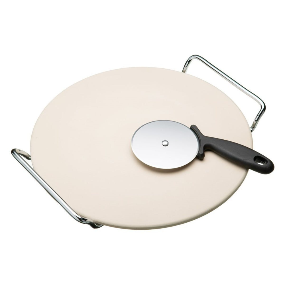 World of Flavours - Italian Pizza stone, stand and cutter set, 32cm-0