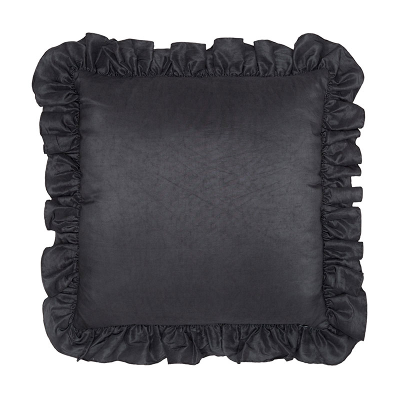 Iya Ruffle Cushion, 42cm x 42cm, Slate grey-1