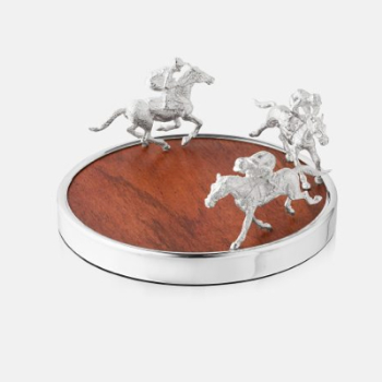 Bottle Coaster, Jockey, Silver Plate-0