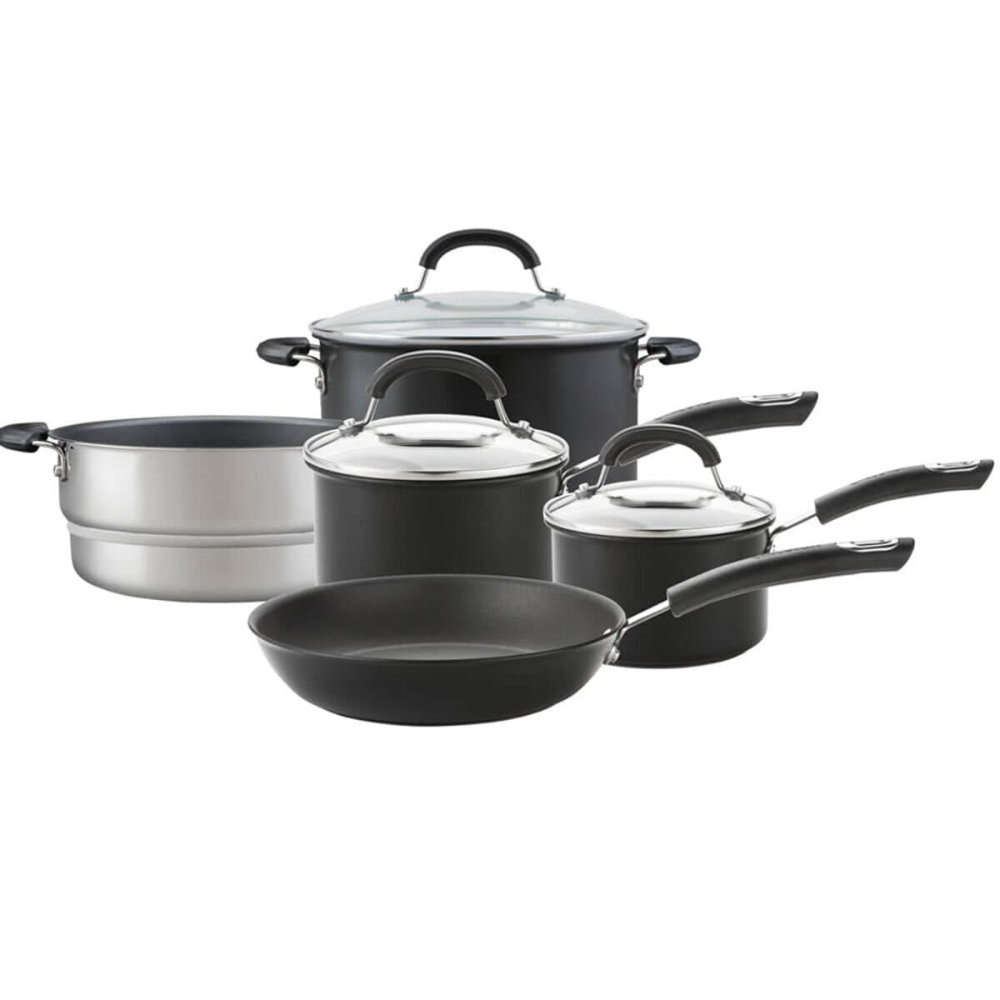 Total Hard Anodised Non Stick Set of 5 Pans, Black-0