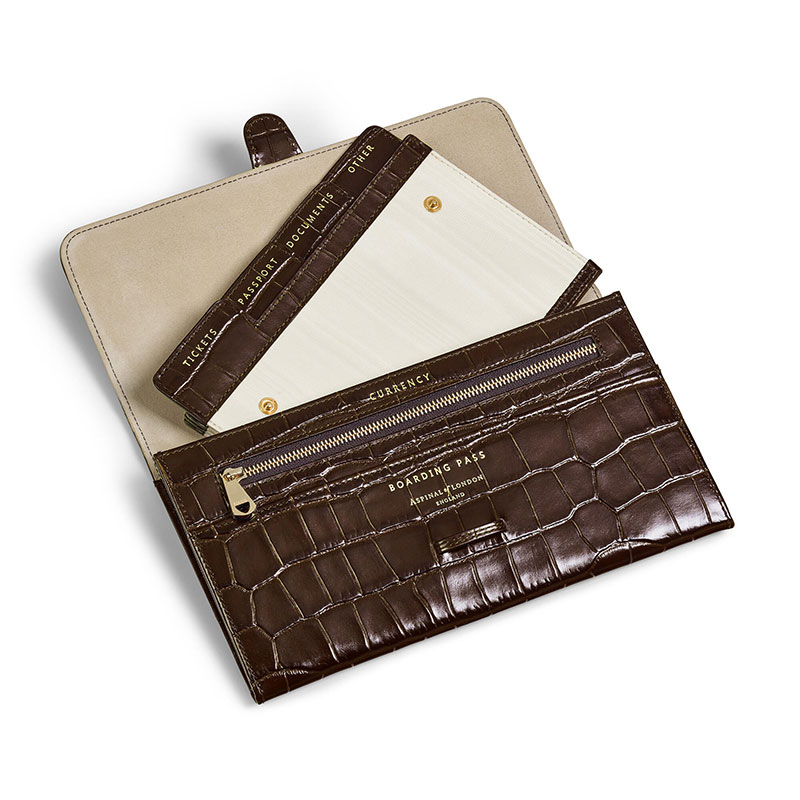 Classic Travel Wallet, L14 x W9.5cm, Amazon Brown Croc-2