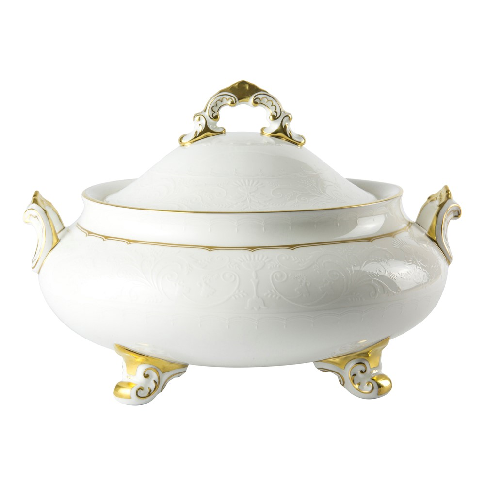 Darley Abbey Pure Gold Covered vegetable dish, D23 x H16cm, White/Gold-0