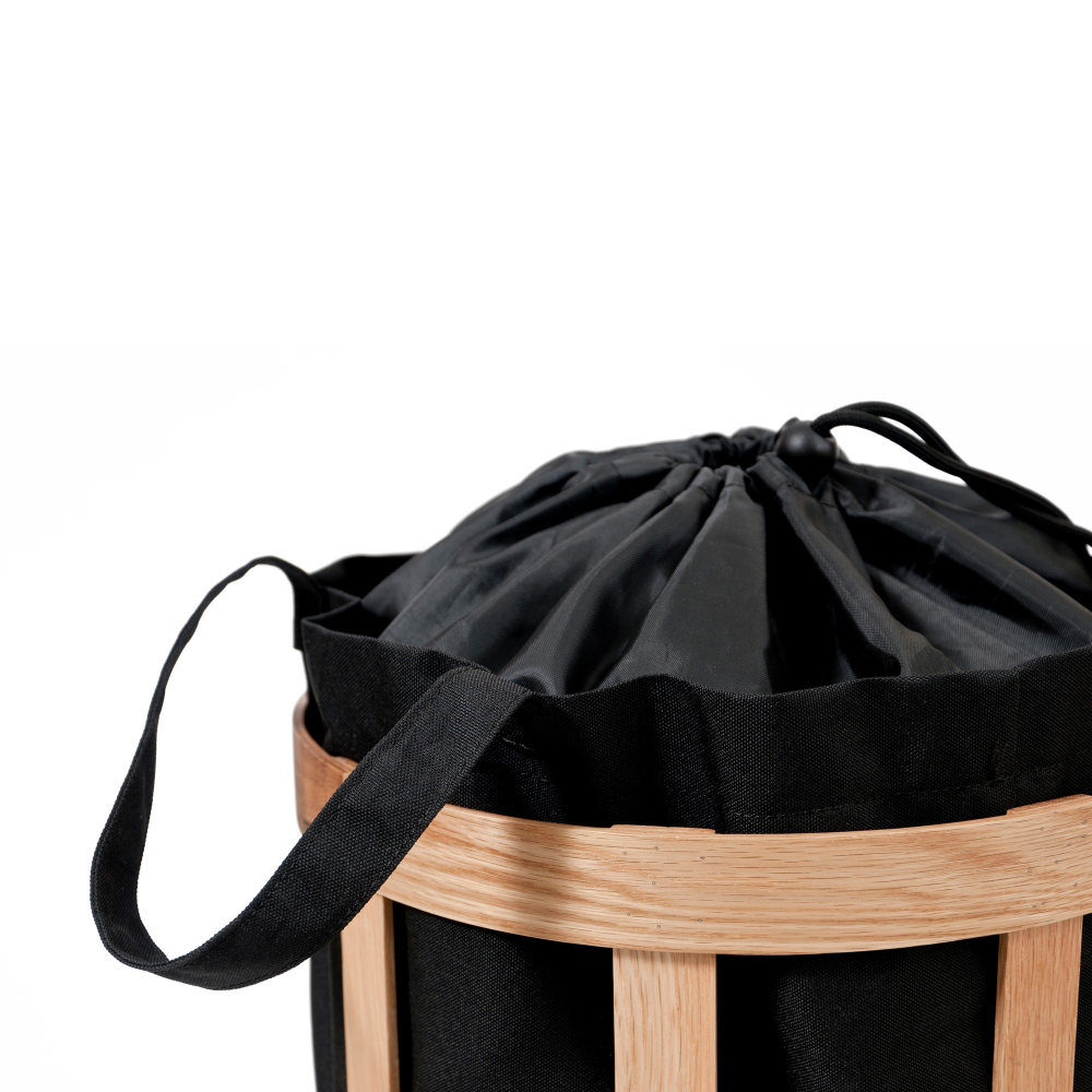 Laundry basket cage, H63 x W31 x D31cm, Black/Oak-1