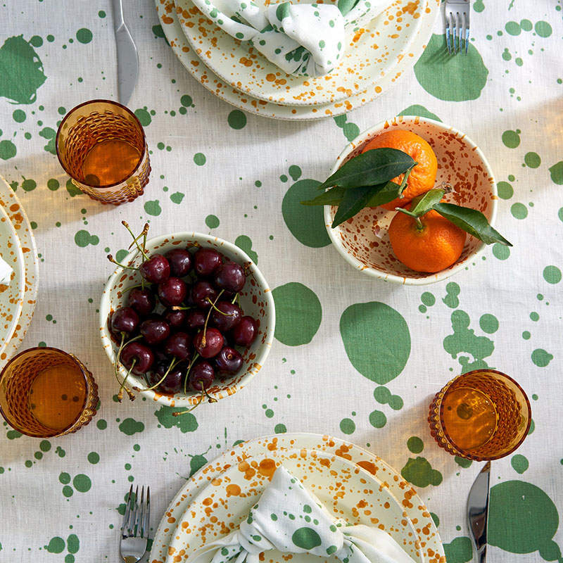 Splatter Tablecloth, W165 x L270cm, Smoke Green-2