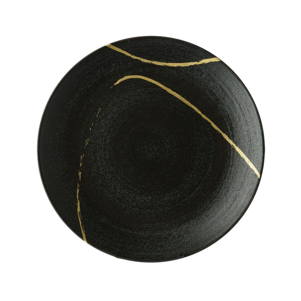 Sketch - Charcoal Coupe plate, 27cm, Black/Gold-0