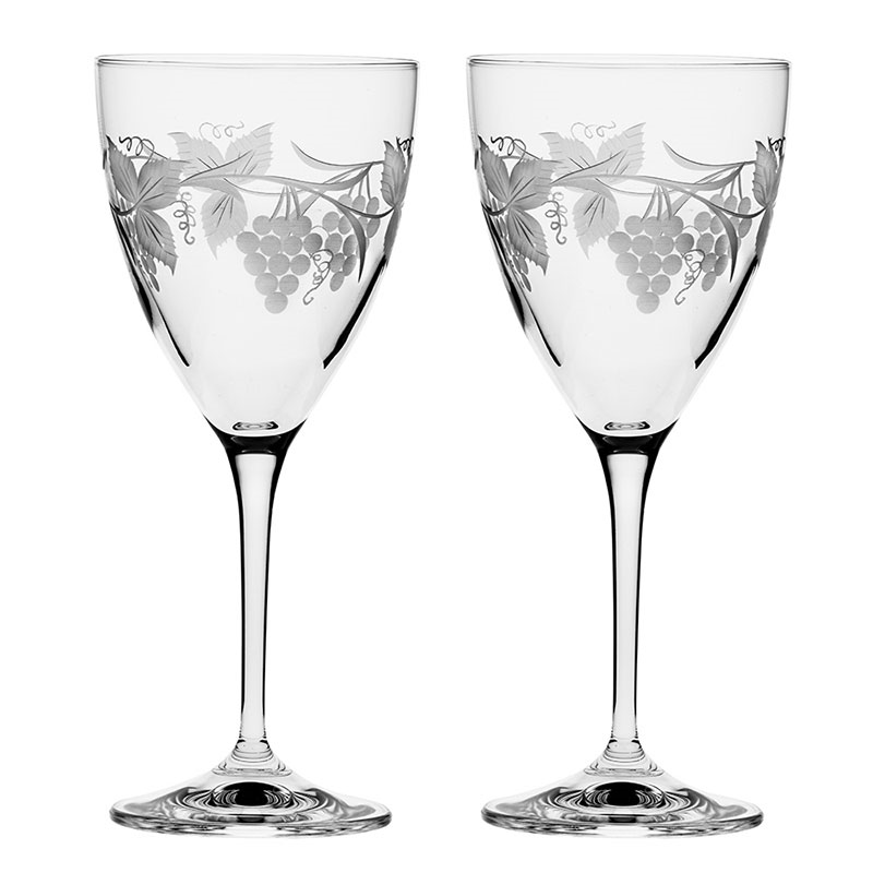 Grapevine Set of 2 Large Wine Glasses, 350ml, Clear-0