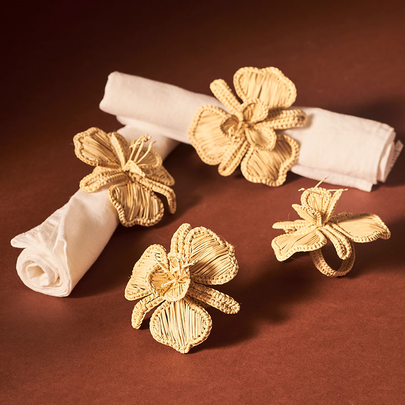 Orchid Set of 4 Napkin Rings, Natural-0