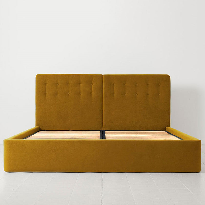 Bed 01 Velvet Super King Size Frame, Mustard-1