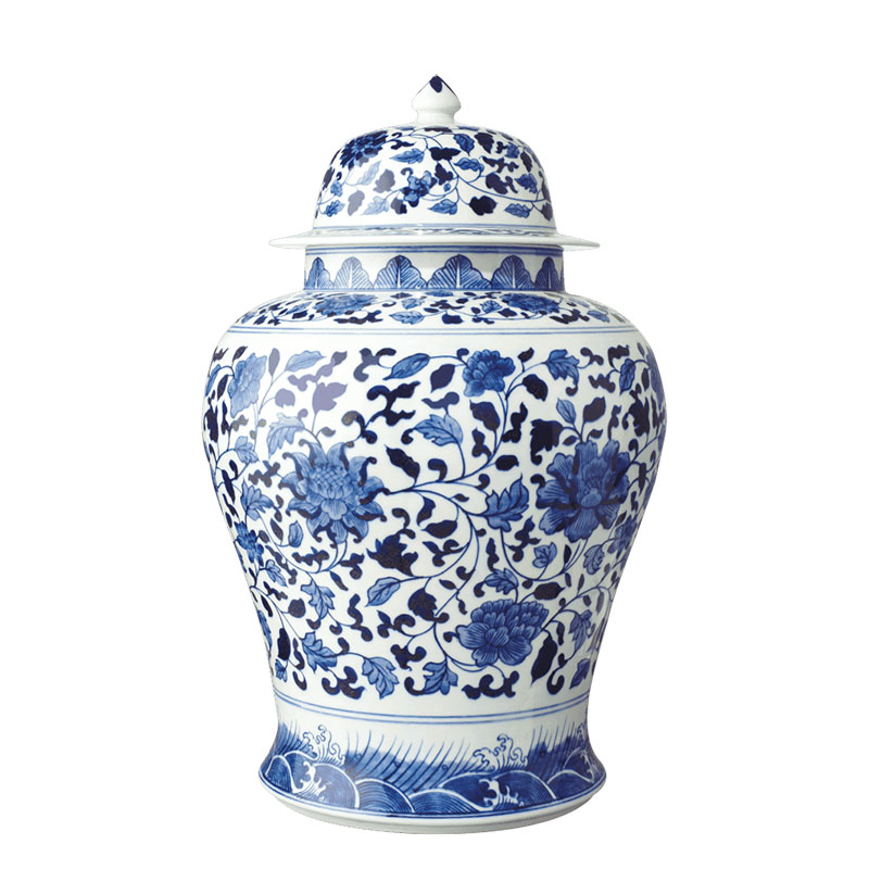 Mandarin Giant hand-painted lidded jar, D35 x H51cm, Pale Blue-0