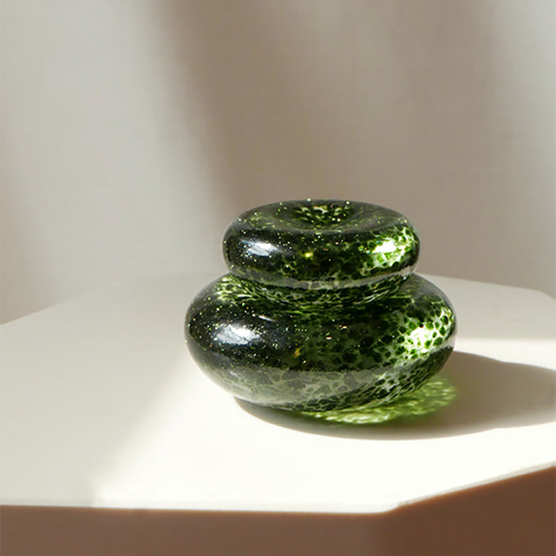 Pebble Stack, H6cm, Shimmering Moss-0