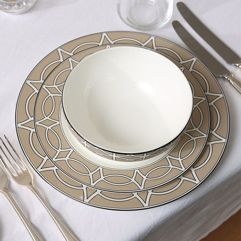 Loop Set of 2 Dinner Plate, D26cm, Truffle-2