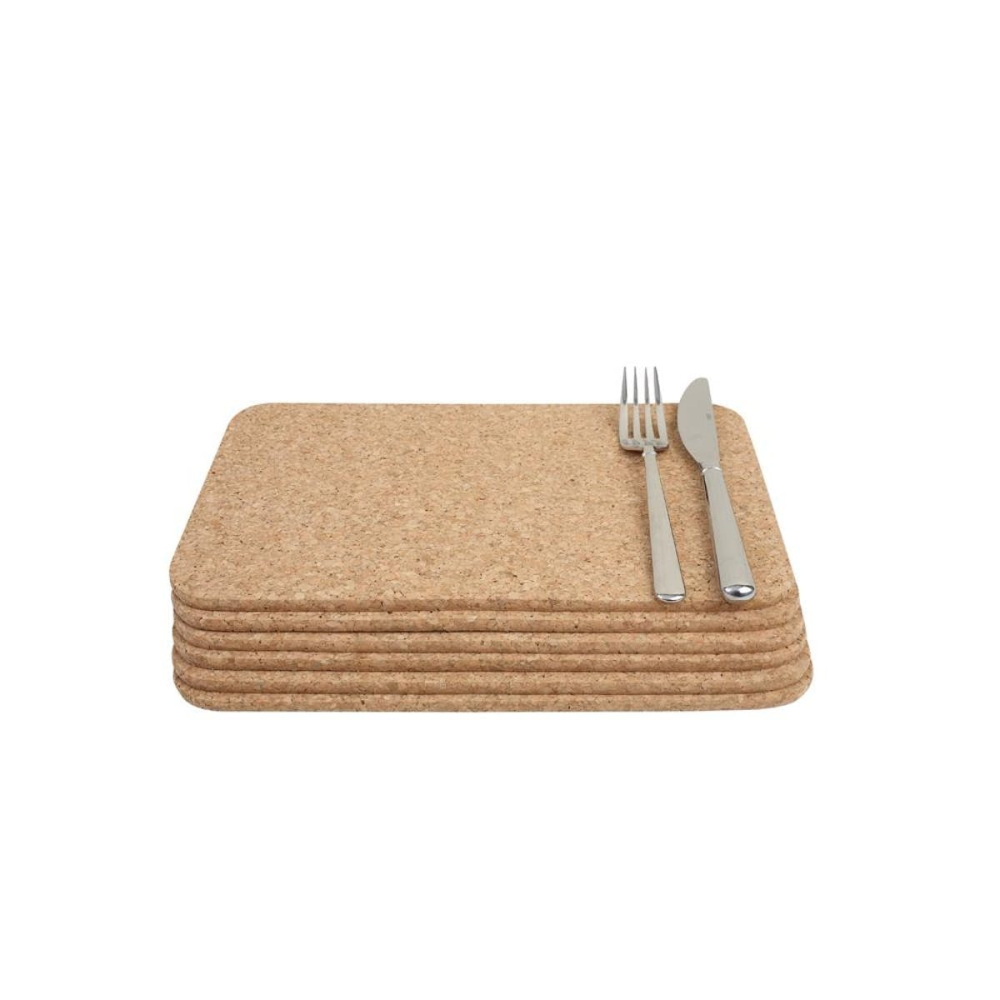 Set of 6 rectangular table mats, 280 x 205 x 6mm, Certified Cork-0