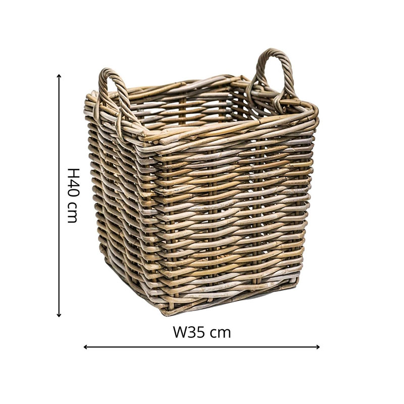 Wicker Fireside Set of 2 Log Baskets, Grey, Grey-5