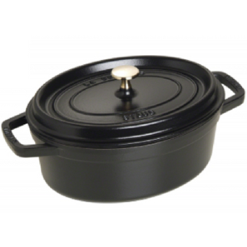 Cocotte, Cast Iron, Oval, Black, 27cm-0