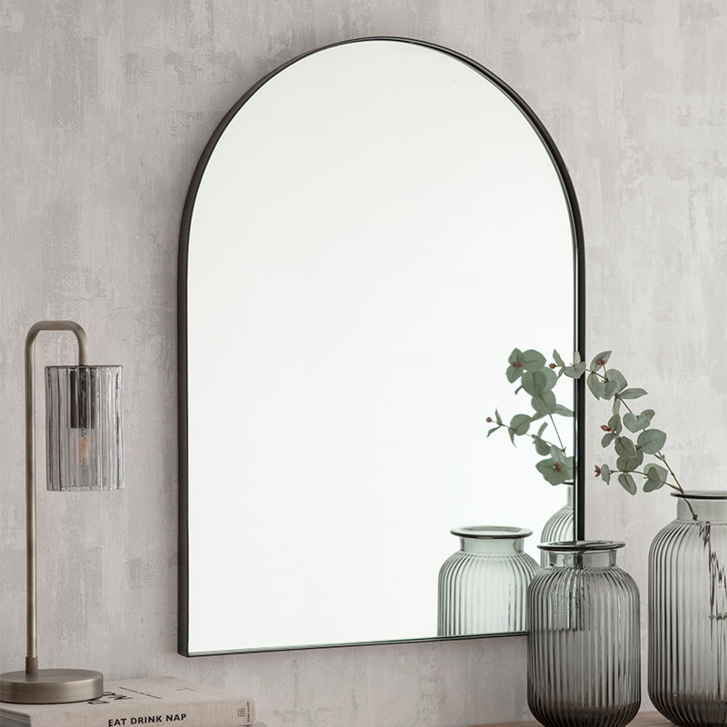 Arched Mirror, D60cm, Black-0