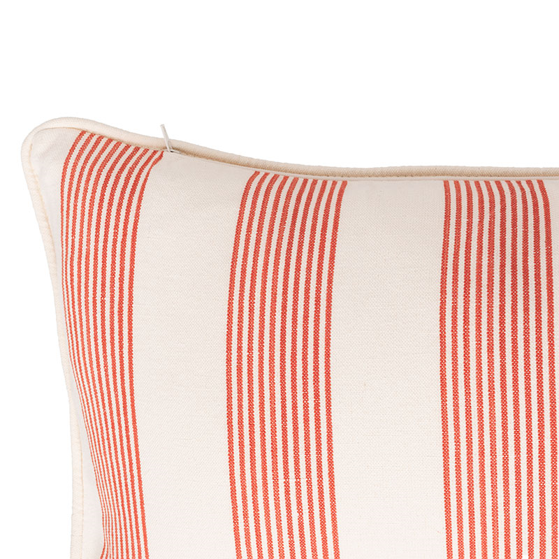 Nook Stripe Large Lumbar Cushion, 95 x 35cm, Red / White-3