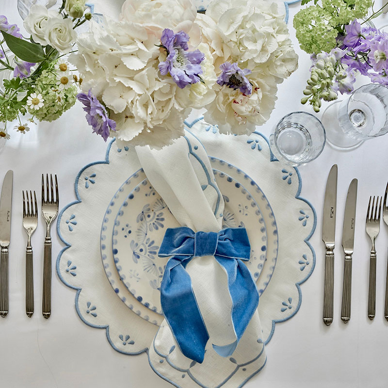 Bridget Tablecloth, 150cm 300cm, Light Blue & White-2