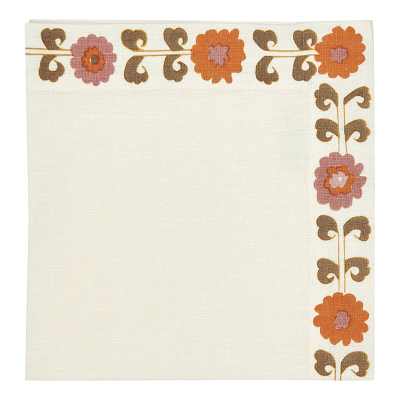 Simla Set of 4 Napkins, Pink and Brown-1