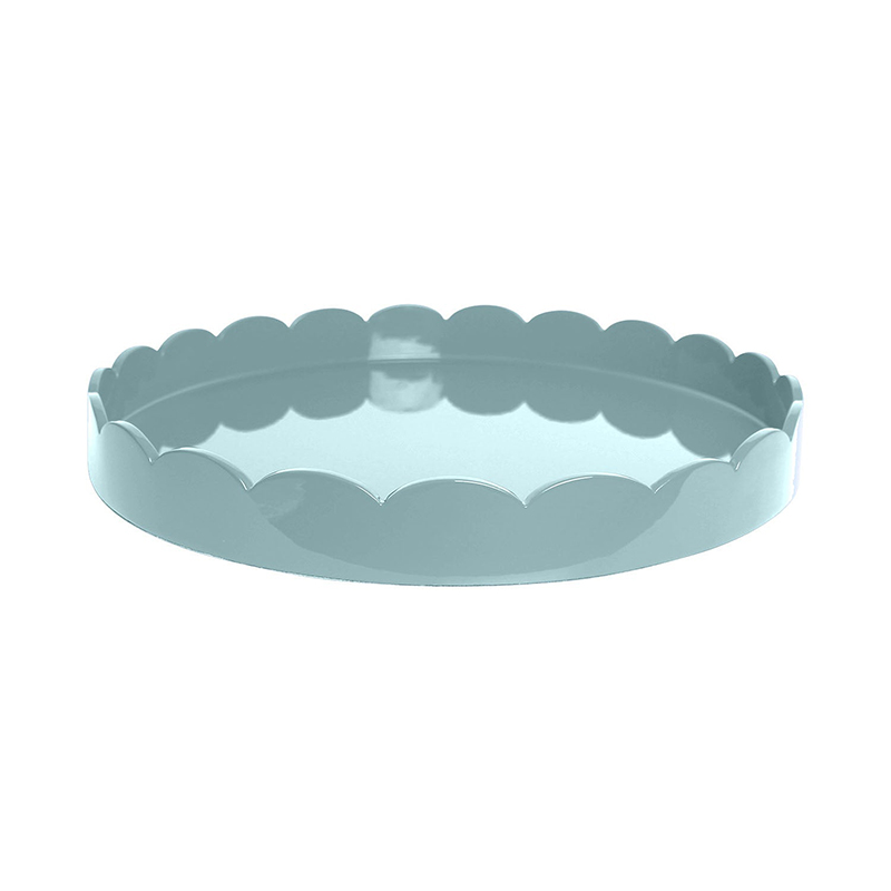 Lacquered Scallop Round Tray D50cm, Eau De Nil-1