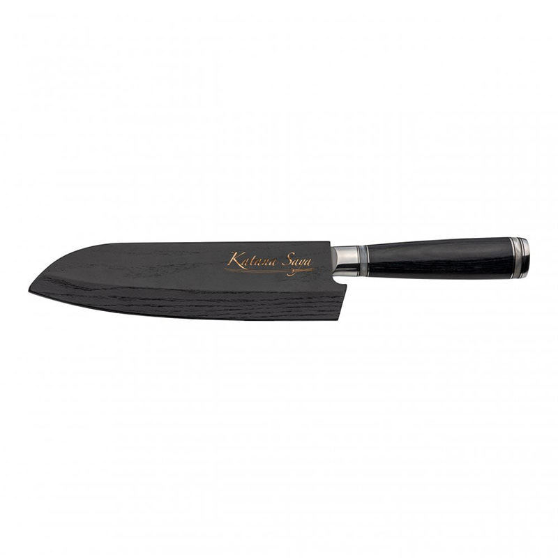 Katana Saya Pakkawood Santoku Knife, 18cm Damascus Blade-1