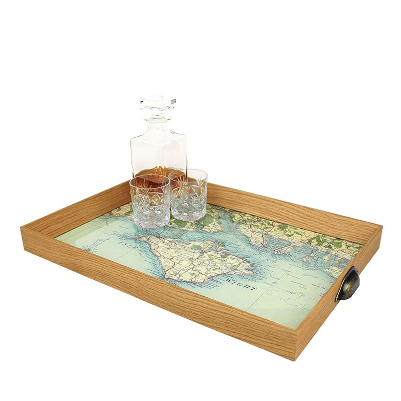 Personalised Drinks Tray with Map Voucher, 46 x 32cm, Oak, Oak-1