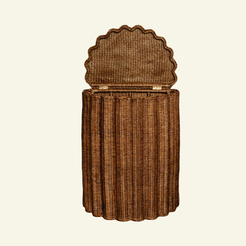 Shell Side Table / Laundry Basket, Teak-1