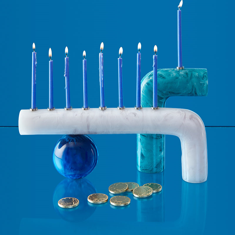 Mustique Menorah, 37cm, Blue-0