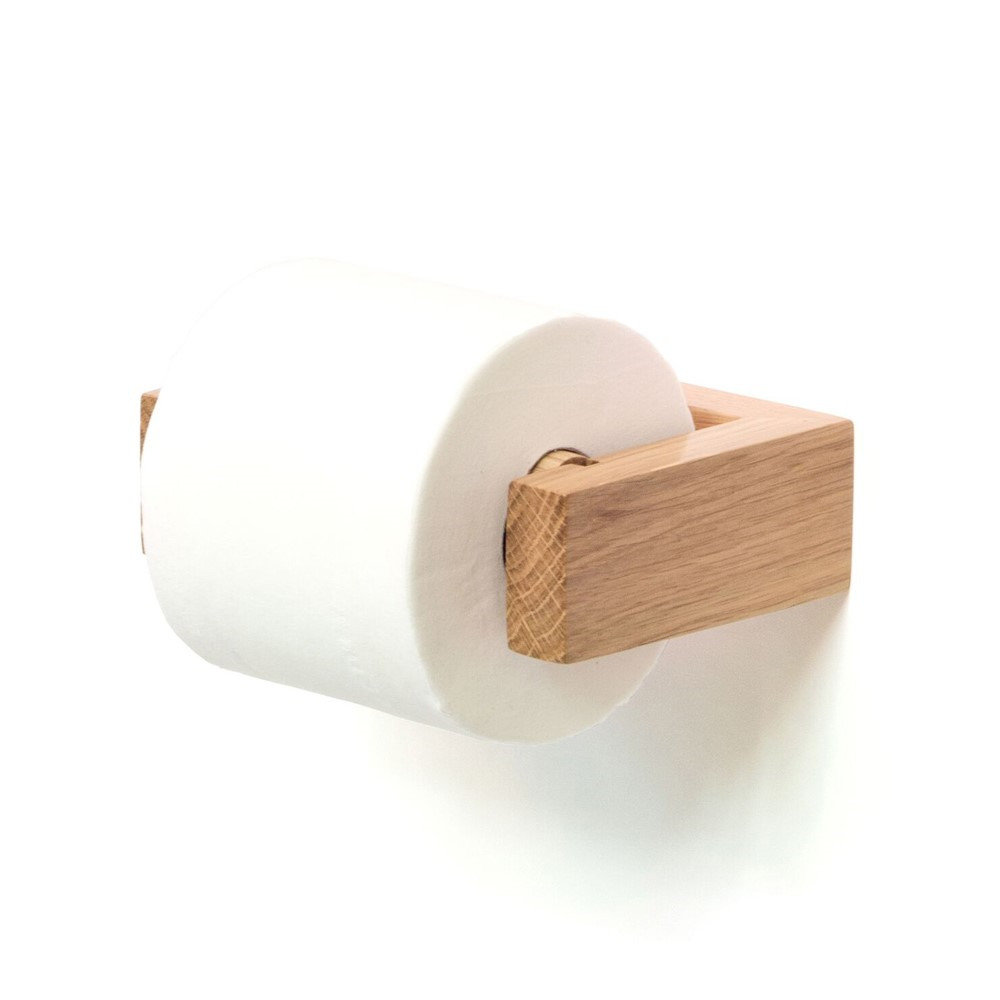 Slimline Loo roll holder, H5 x W16 x D11cm, Oak-0