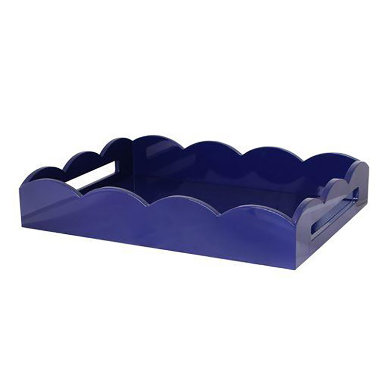 Lacquered Scallop Tray 43 x 33cm, Navy-1