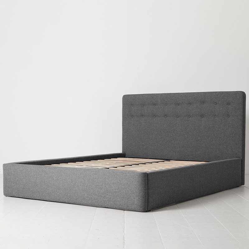 Bed 01 Linen King Size Frame, Stone-3