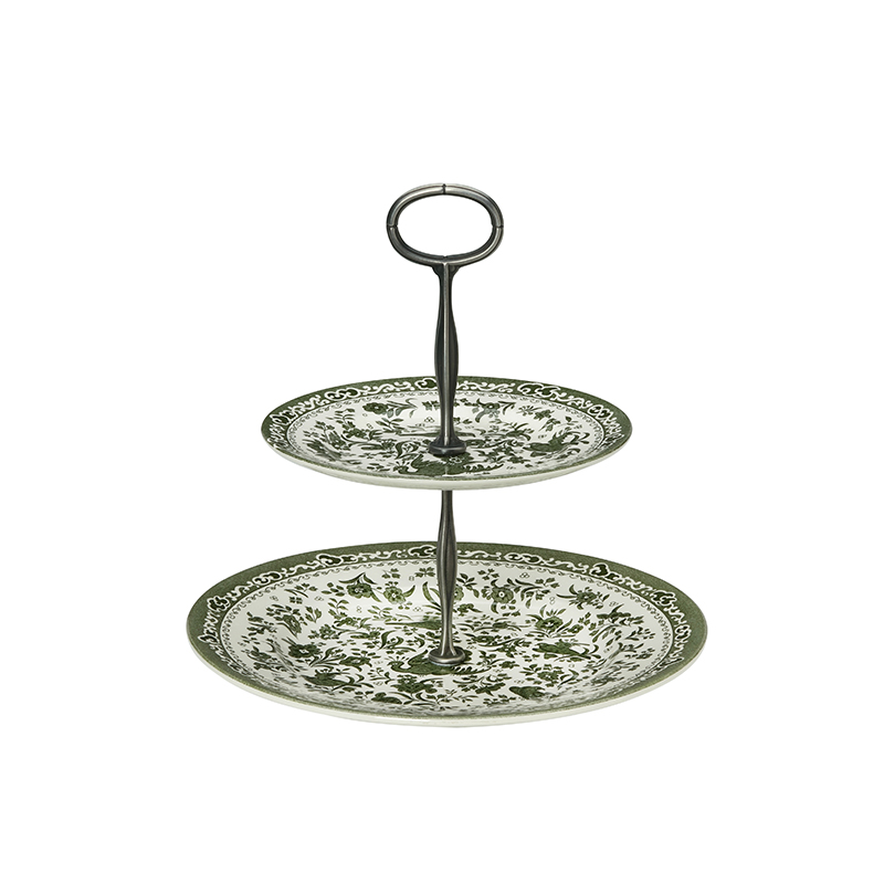 Regal Peacock 2 Tier Cake Stand, H24 x W26.5 x D26.5cm, Green-0