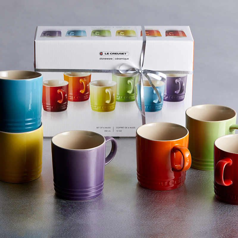 Stoneware Set of 6 mugs 350ml Rainbow The Wedding Present Company