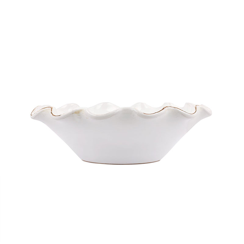 Ruffle Ceramic Bowl, Medium, White-4